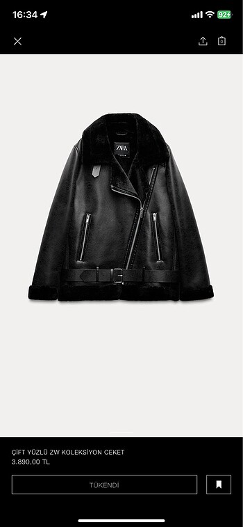 SIFIR ZARA BİKER CEKER