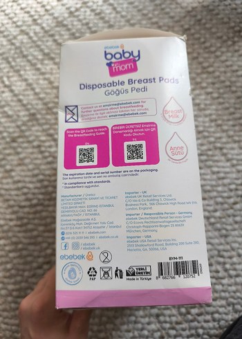 Beden sıfır paketli Baby Mom Göğüs Pedi 100'lü
