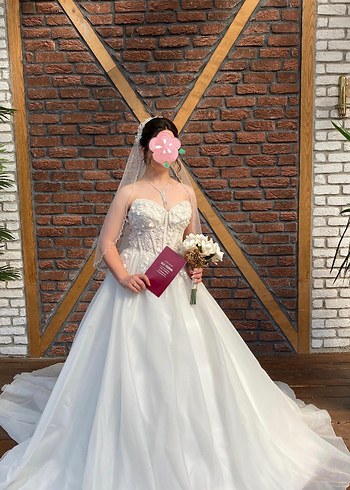 Diğer Beyaz Straplez A-Line Gelinlik