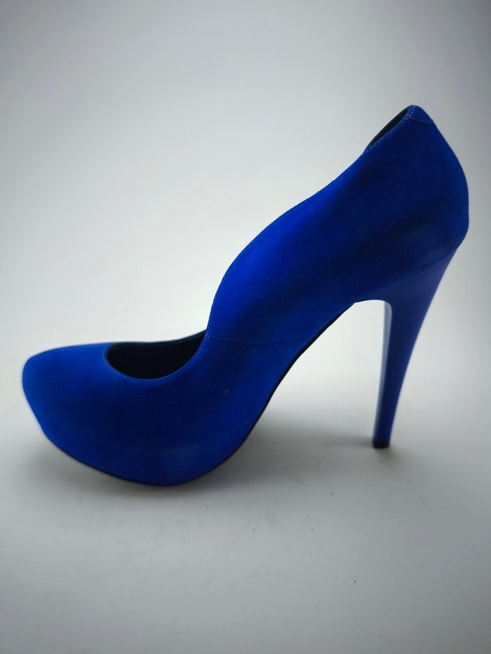 sıfır network saks Mavi Süet ince topuklu ayakkabı - Görsel 3