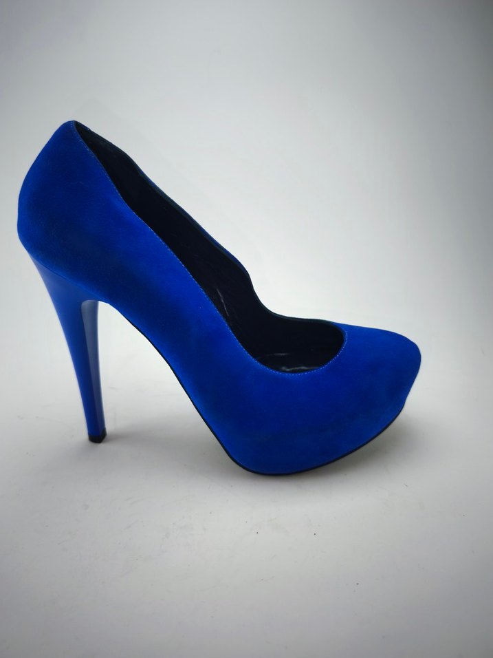 sıfır network saks Mavi Süet ince topuklu ayakkabı - Görsel 2