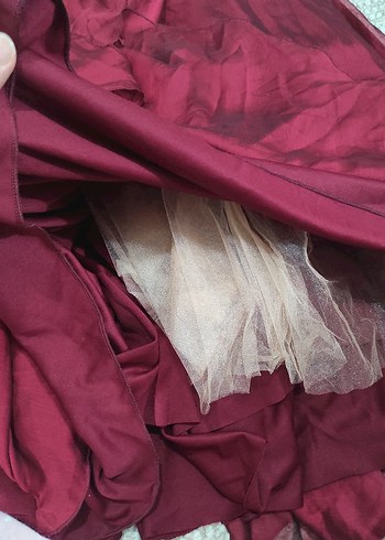 Bordo Uzun Kollu Nakışlı taşlı Kadın kına elbisesi - Görsel 10