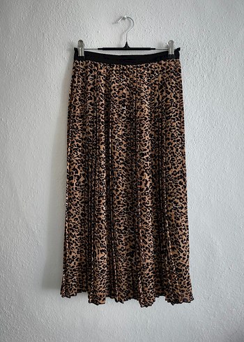 Bershka bershka Bohem Leopar Desenli midi boy Piliseli Etek