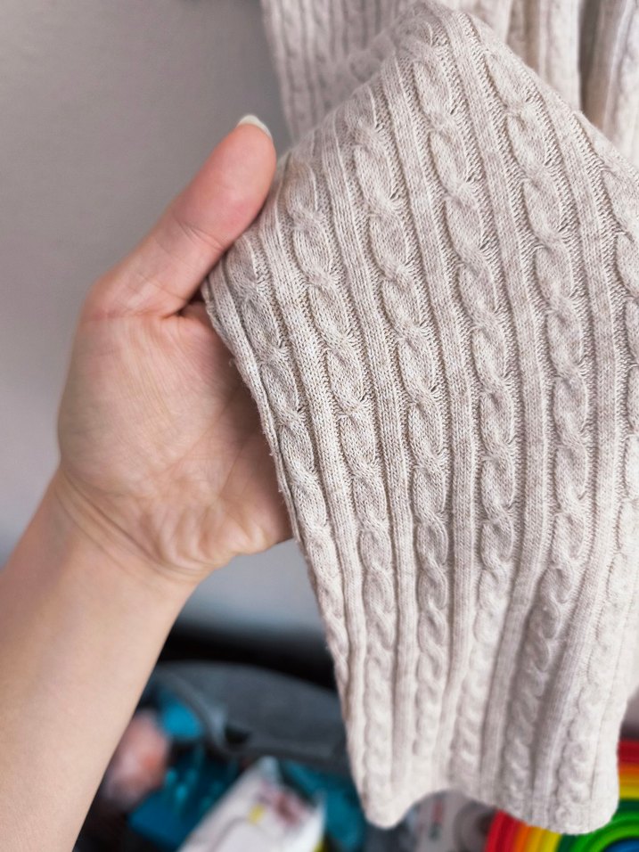 örgü desenli Bej Uzun Kollu Triko Kadın Elbise - Görsel 5