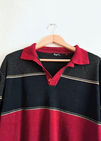 bordo Lacivert Polo Yaka yünlü kazak - Görsel 7