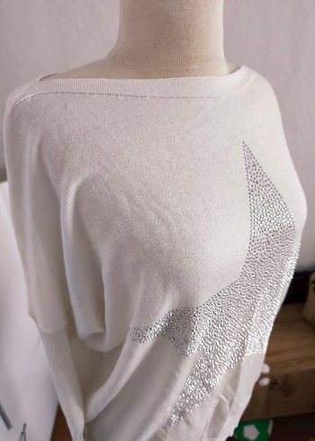 sıfır pul baskılı pamuklu triko kazak - Görsel 5