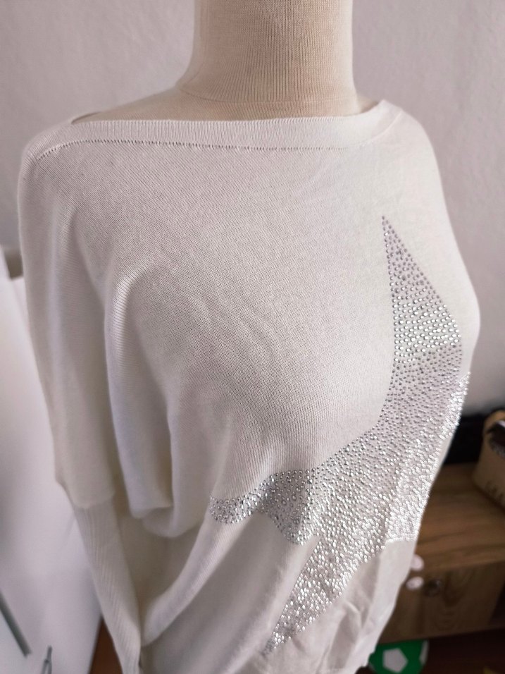 sıfır pul baskılı pamuklu triko kazak - Görsel 5