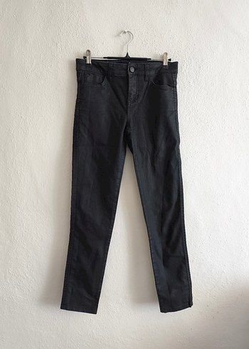 Siyah Kemerli Kadın mumlu Denim Pantolon