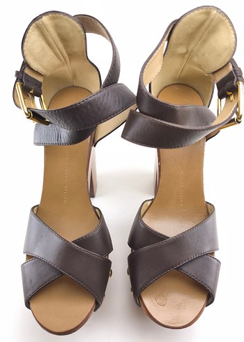 sıfır Giuseppe Zanotti ahşap kalın yüksek topuklu ayakkabı - Görsel 8