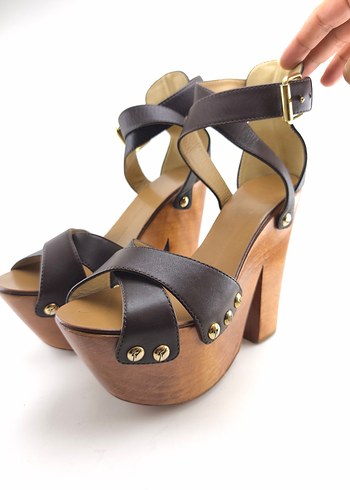 sıfır Giuseppe Zanotti ahşap kalın yüksek topuklu ayakkabı - Görsel 7