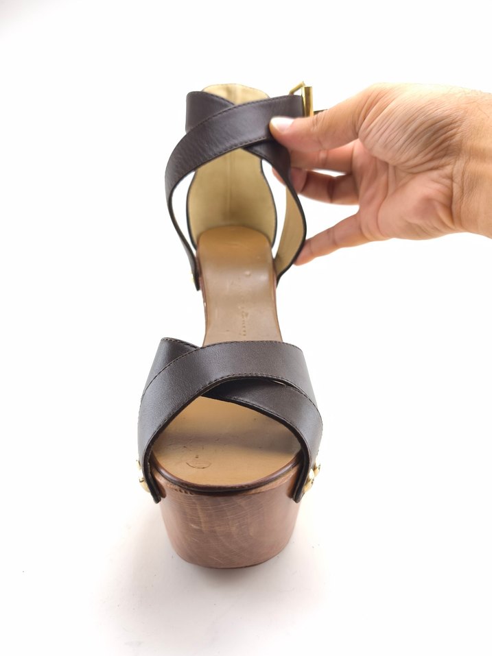 sıfır Giuseppe Zanotti ahşap kalın yüksek topuklu ayakkabı - Görsel 4