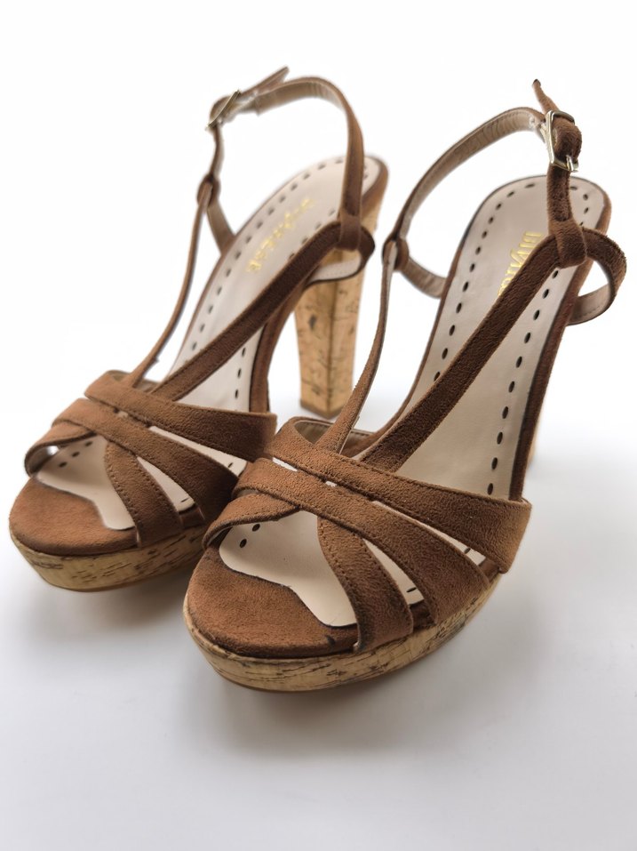 sıfır Divarese kahverengi Süet Platform Topuklu Kadın Ayakkabı - Görsel 5