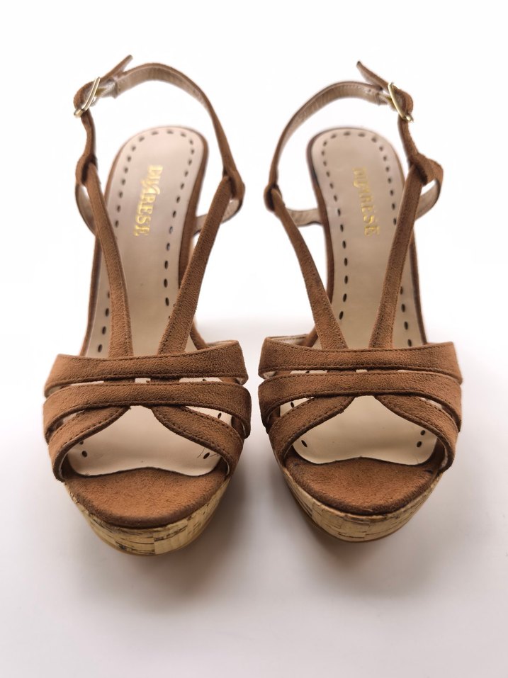 sıfır Divarese kahverengi Süet Platform Topuklu Kadın Ayakkabı - Görsel 4