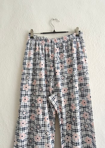 xxl Beden sıfır Pembe Çiçek Desenli Rahat Kesim Kadın pijama altı