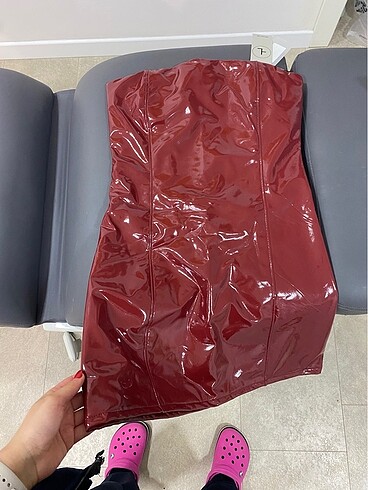 Zara Parlak bordo elbise