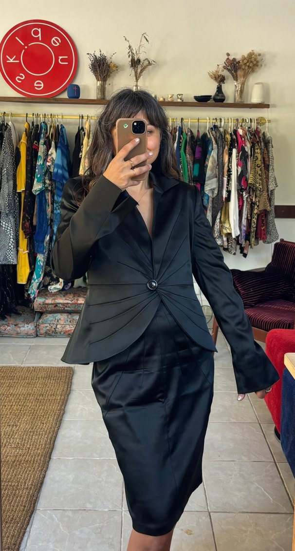 Vintage saten takım - 42 beden - Görsel 4