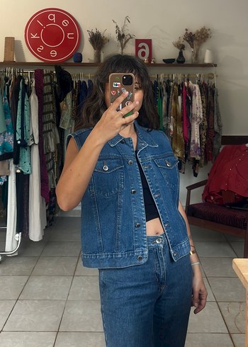 Vintage kot yelek - Görsel 2