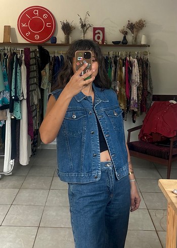 Vintage kot yelek - Görsel 3