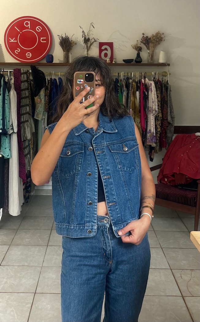 Vintage kot yelek - Görsel 4