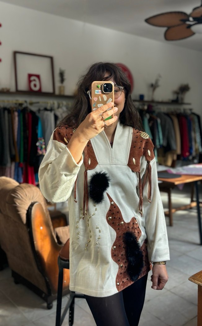 Vintage muhteşem kazak - Görsel 4