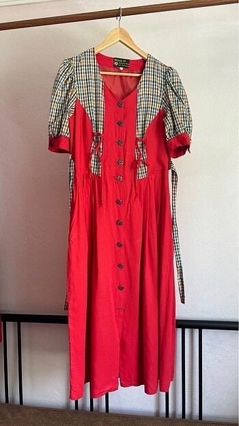 l Beden kırmızı Renk Vintage bavyera elbise