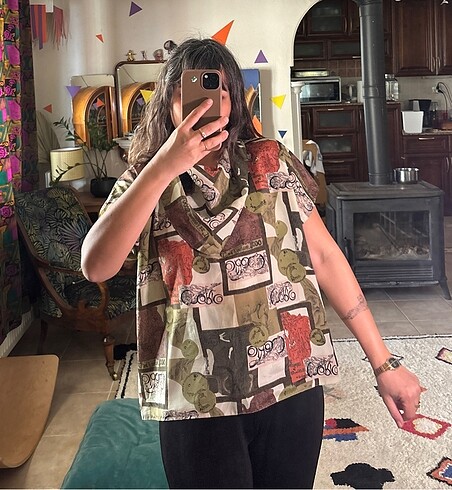 l Beden Vintage degaje yaka bluz