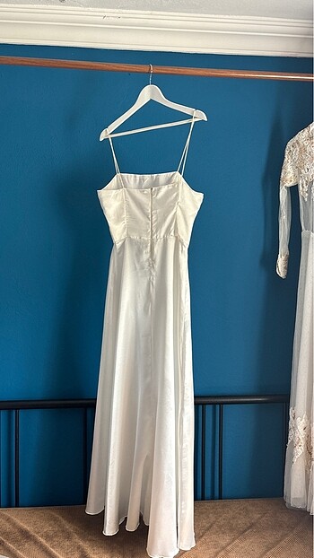 Vintage saten gelinlik - Görsel 8