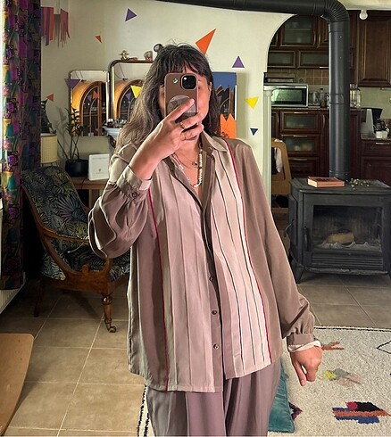 44 Beden camel Renk Vintage gömlek