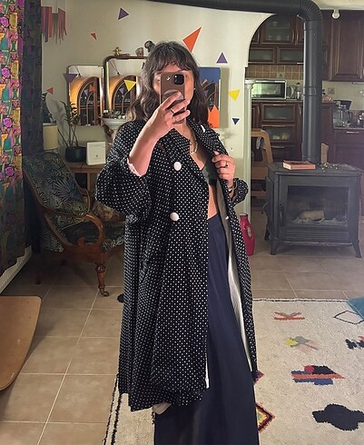 44 Beden siyah Renk Vintage trençkot
