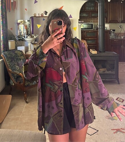 xl Beden çeşitli Renk Vintage gömlek