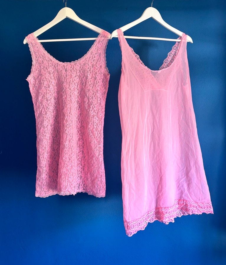İki adet vintage pembe şeker m-l uyumlu — görsel 2/2