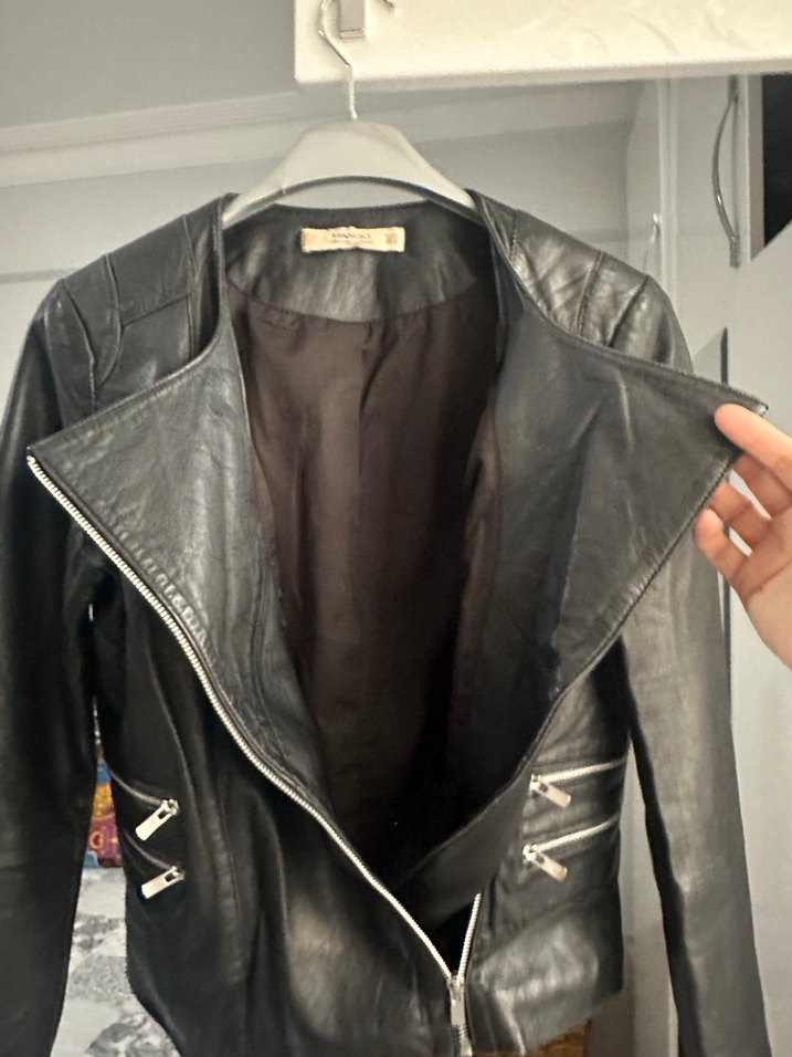 Siyah Deri Biker Ceket - Görsel 3