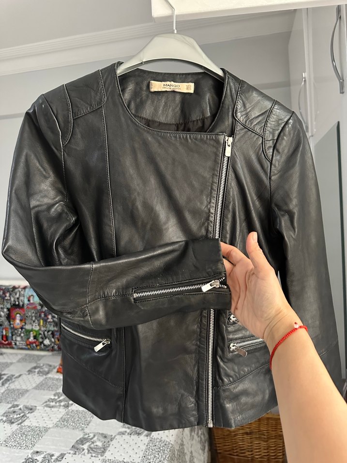 Siyah Deri Biker Ceket - Görsel 2