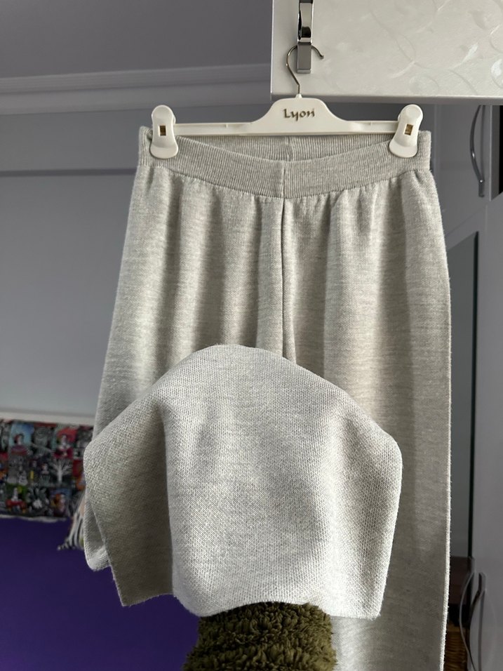 Gri Kadın Pamuk Rahat Kesim Pantolon - Görsel 3