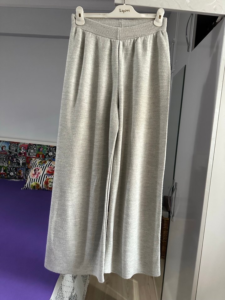 Gri Kadın Pamuk Rahat Kesim Pantolon - Görsel 2