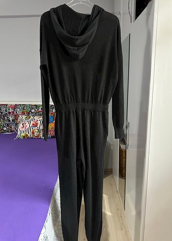 Kadın Siyah Düğmeli Uzun Kol Tulum - Görsel 10