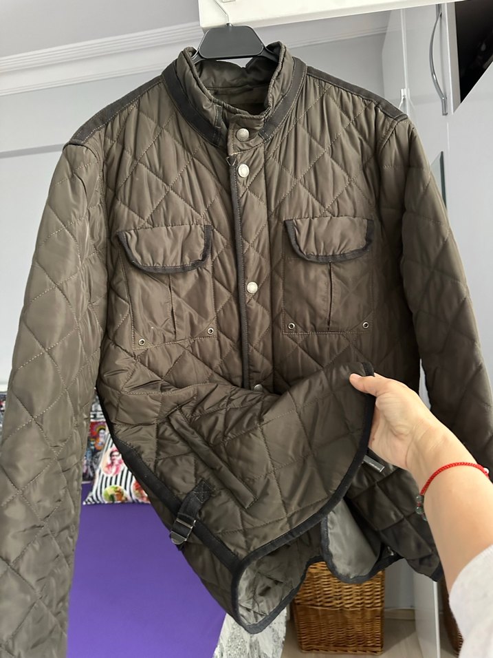 Düğmeli Kahverengi Erkek Mont - Görsel 3