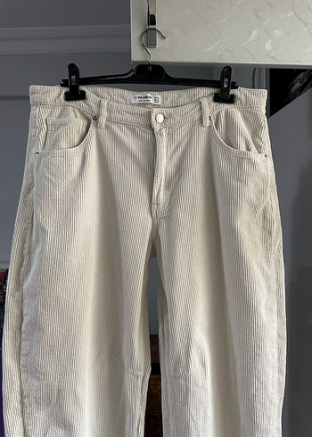 Kadın Beyaz Rahat Kesim Midi Kot Pantolon - Görsel 2