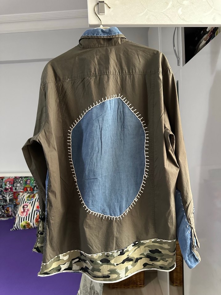 Erkek Kamuflaj ve Denim Düğmeli Ceket - Görsel 3