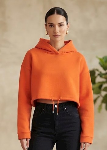 Cos Turuncu Kapusonlu Rahat Sweatshirt