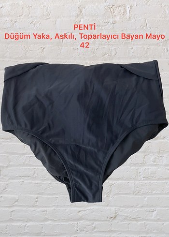 42 Beden siyah Renk Penti Siyah Askılı Drapeli Mayo 42