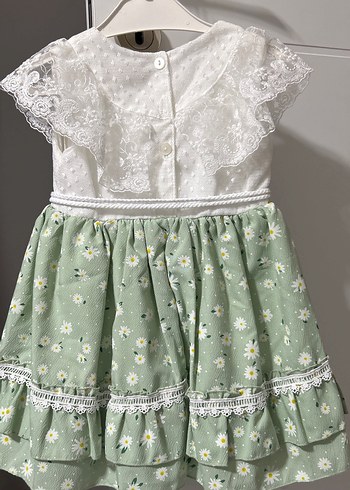 Çiçek Desenli Dantel Detaylı Kız Elbisesi - Görsel 8