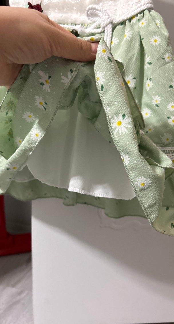 Çiçek Desenli Dantel Detaylı Kız Elbisesi - Görsel 4