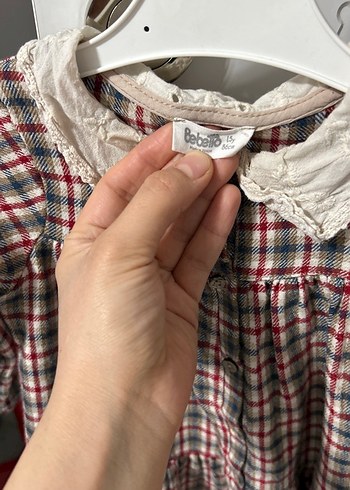 Bordo Ekose Desenli Uzun Kollu Kız Elbisesi 1,5 yaş - Görsel 3