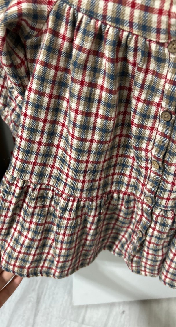 Bordo Ekose Desenli Uzun Kollu Kız Elbisesi 1,5 yaş - Görsel 4