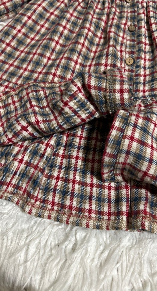 Bordo Ekose Desenli Uzun Kollu Kız Elbisesi 1,5 yaş - Görsel 5