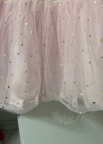 Kız Çocuk Altın Yakalı Pembe Tüllü Elbise - Görsel 3