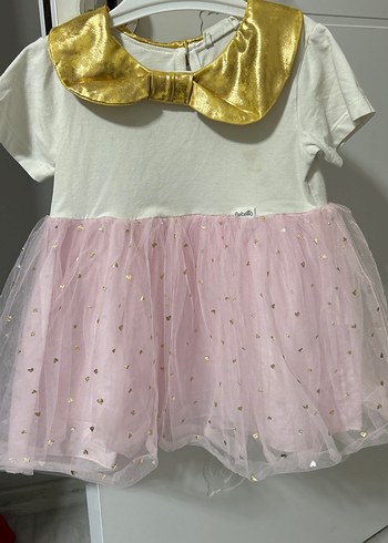 Kız Çocuk Altın Yakalı Pembe Tüllü Elbise - Görsel 2