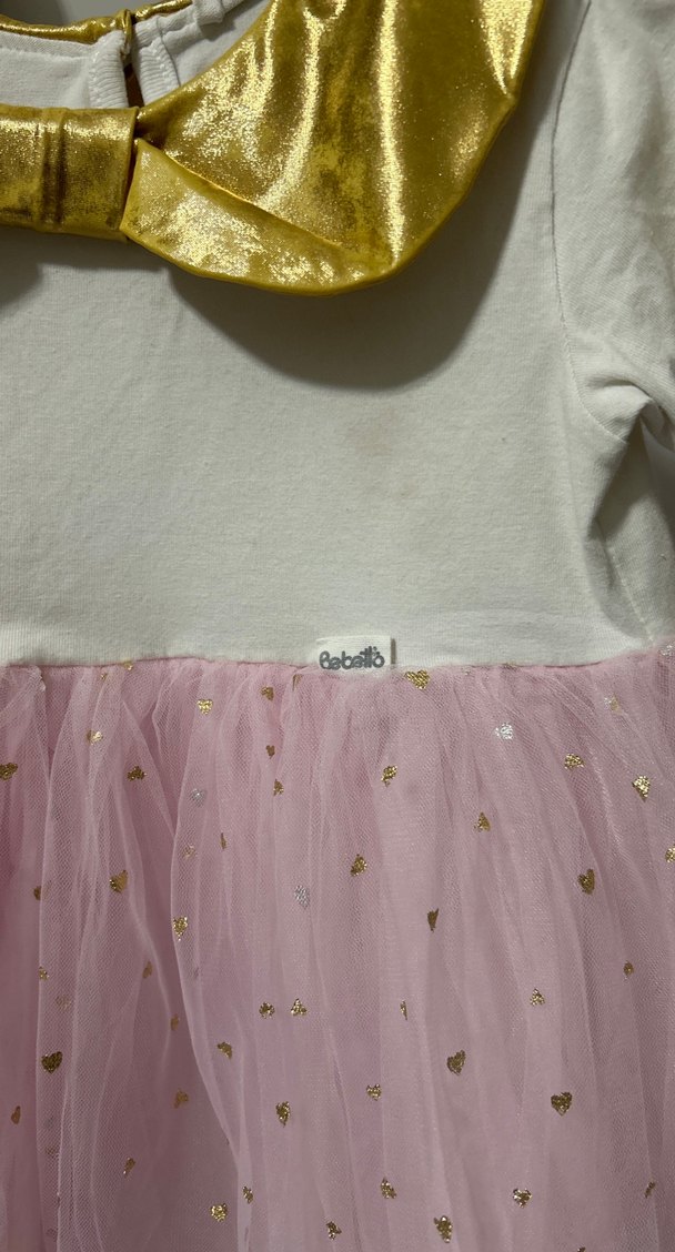 Kız Çocuk Altın Yakalı Pembe Tüllü Elbise - Görsel 4