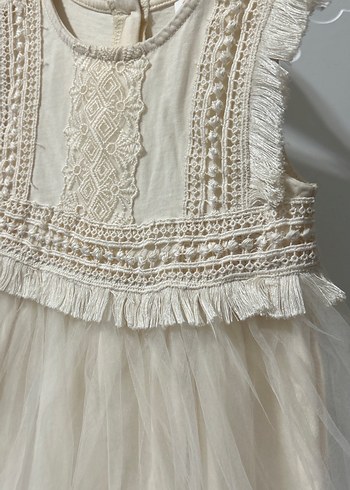 Kız Çocuk Nakışlı Bohem Renkli Elbise - Görsel 7